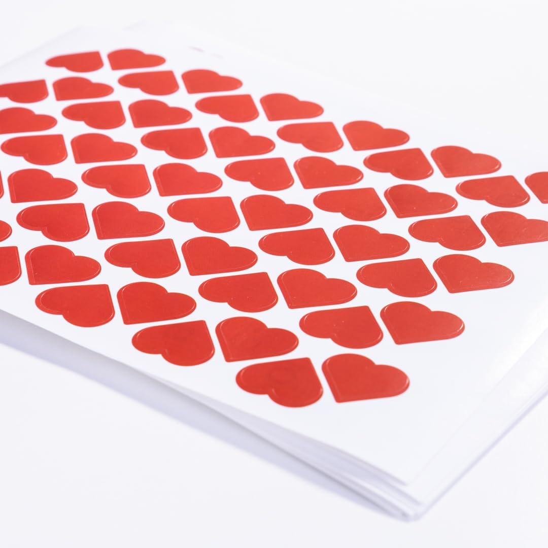Dikey şerit kalpli sticker seti, 1200 adet