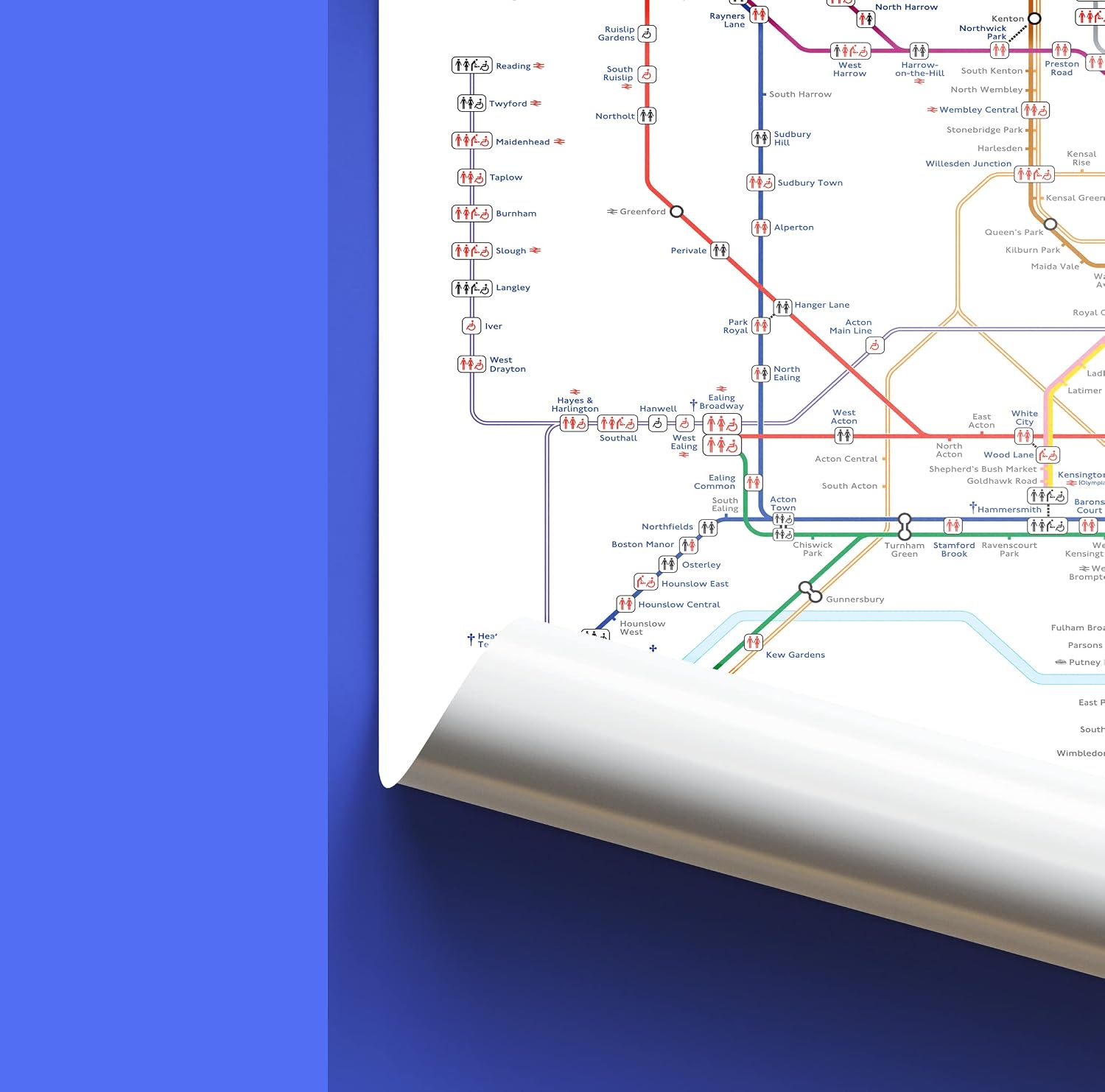 buyartforless London Underground Transit Haritası 36x24 İngiltere Seyahat Sanat Baskısı Poster, Çok Renkli