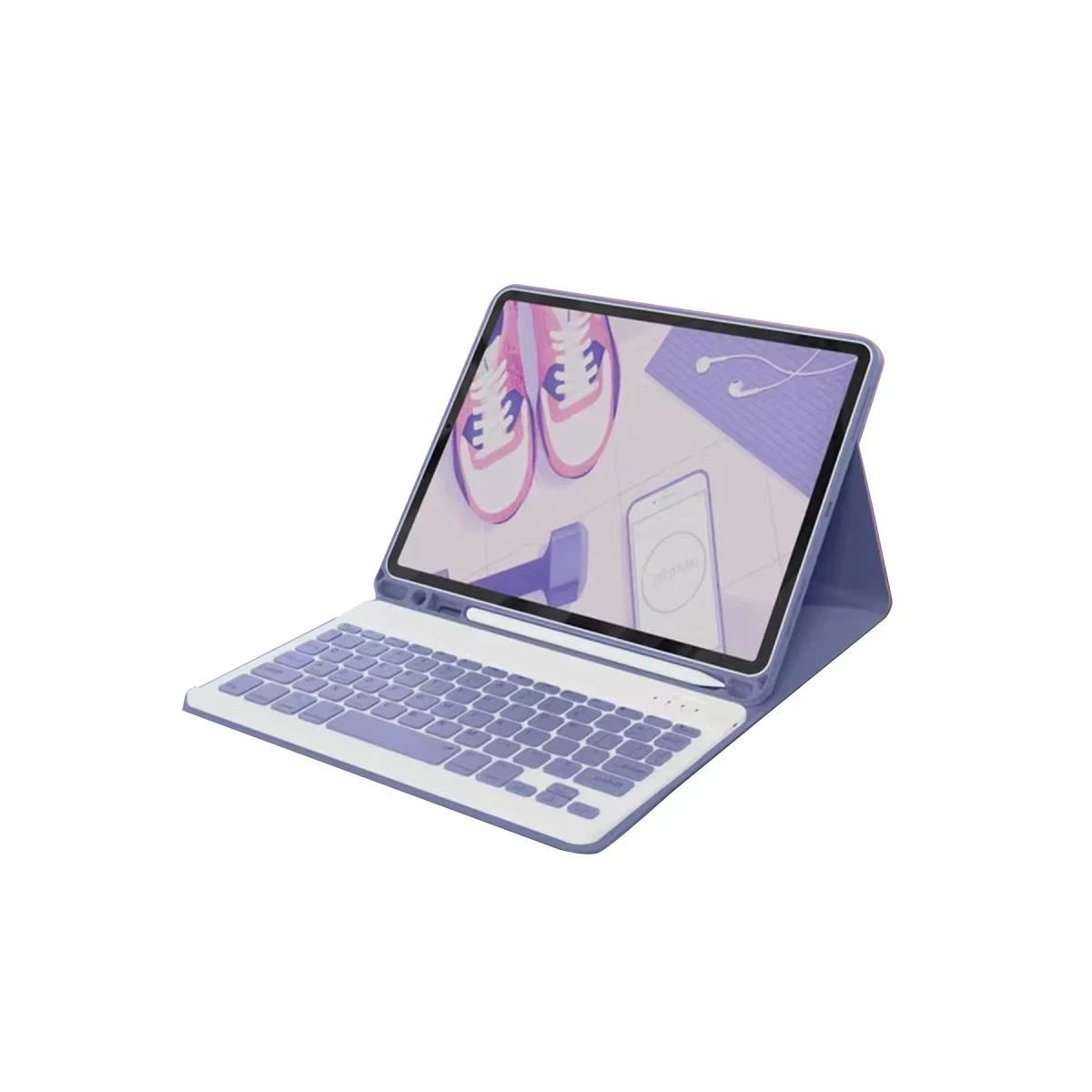 Apple iPad Air 11 (2024) Kılıf KC01 Smart Klavyeli Tablet Kılıfı - Derin Mor