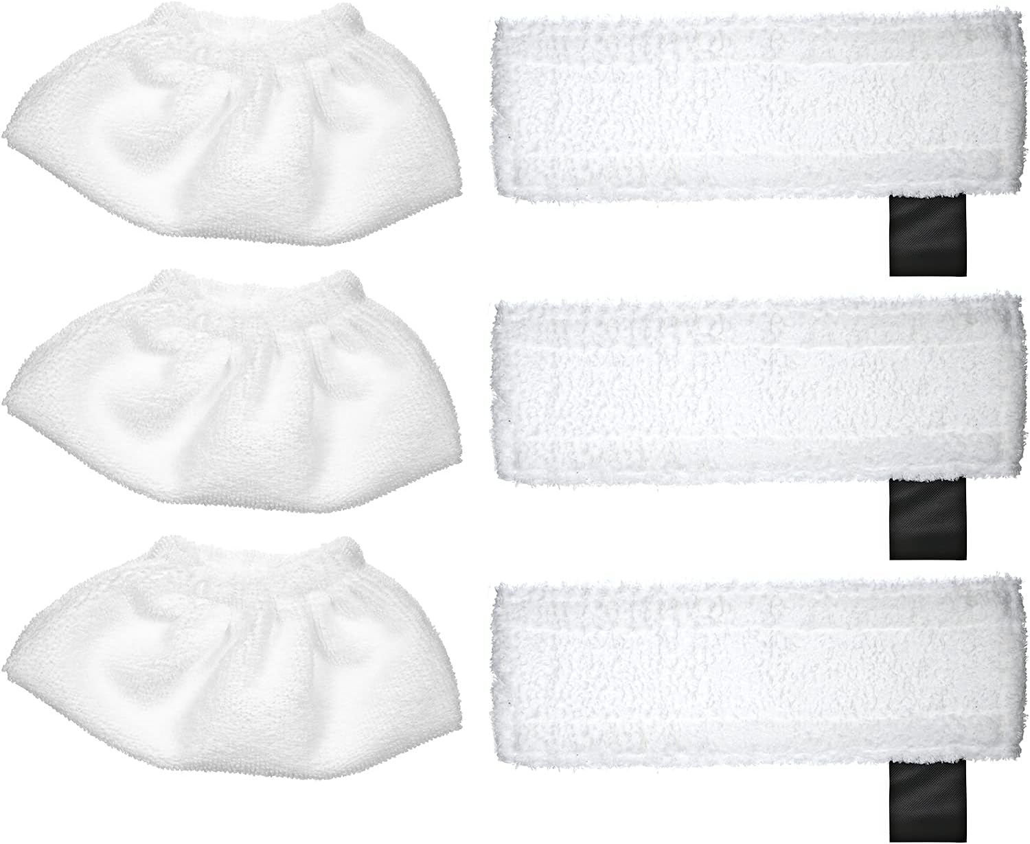 Karcher SC2 / SC3 / SC4 / SC5 Paspas Bezi Aksesuarları için 6 Paket Bez Seti Paspas Pedlerinin Değiştirilmesi (3 Bez Nozul Kapakları ve 3 Mikrofiber Paspas Pedleri)