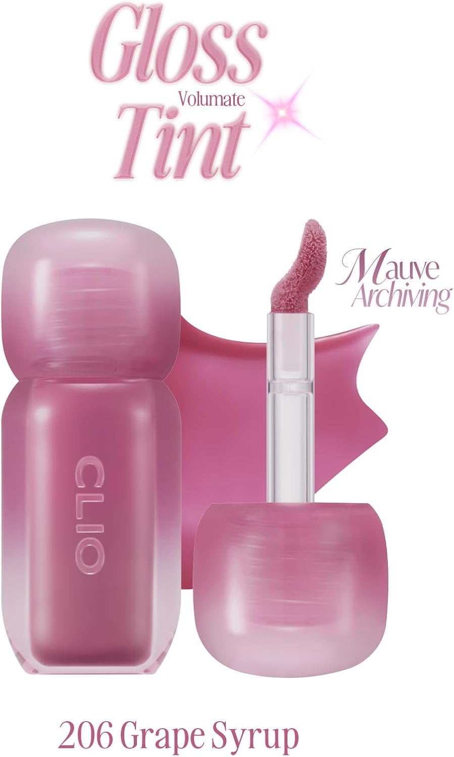 Pigmentli, Parlak Bitişli Dolgunlaştırıcı Lip Gloss Volumate Gloss 206 Grape Syrup