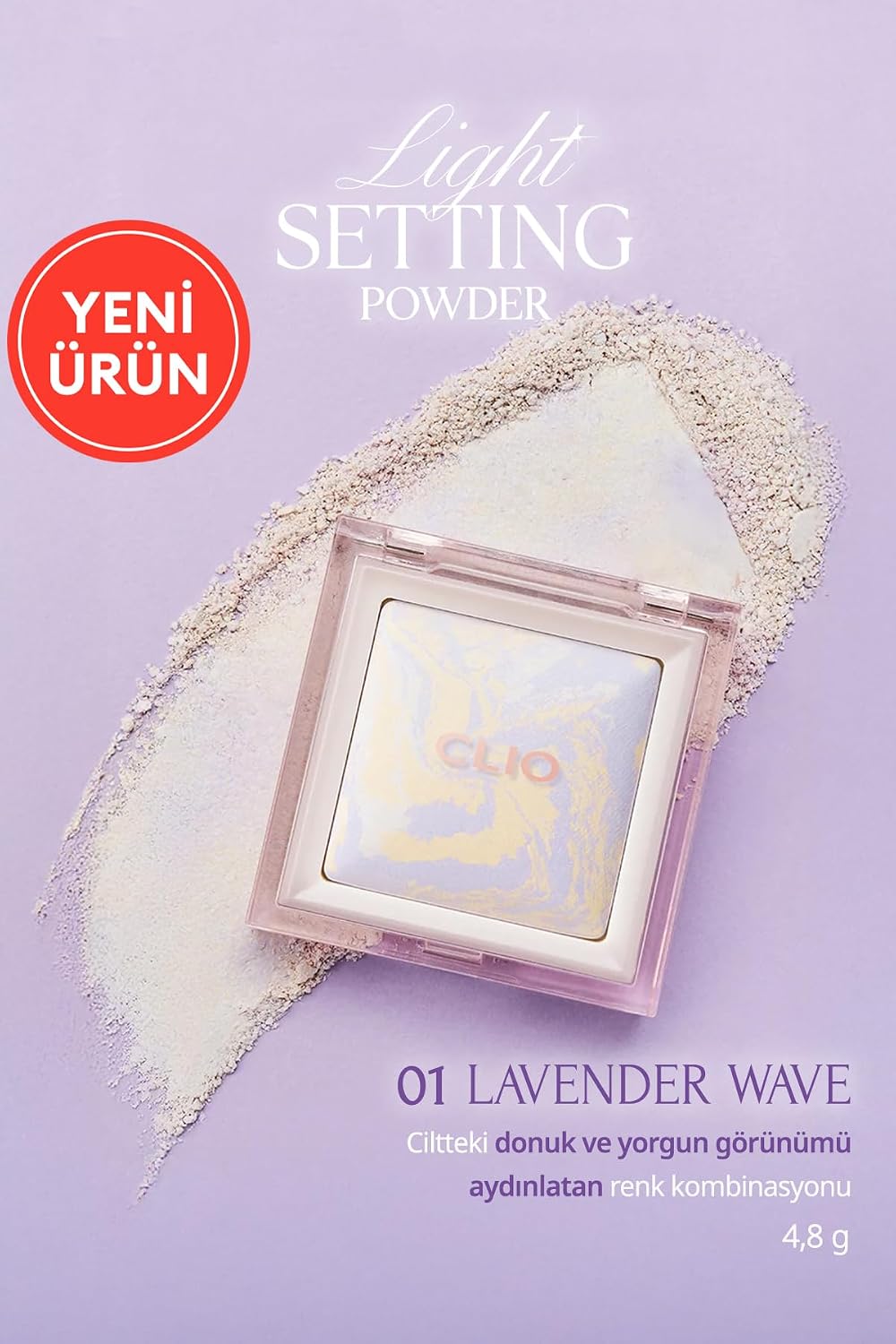 Ton Eşitleyici & Sabitleyici, İnce Yapılı, Işıltılı Pudra Light Setting Powder 01 Lavender Wave