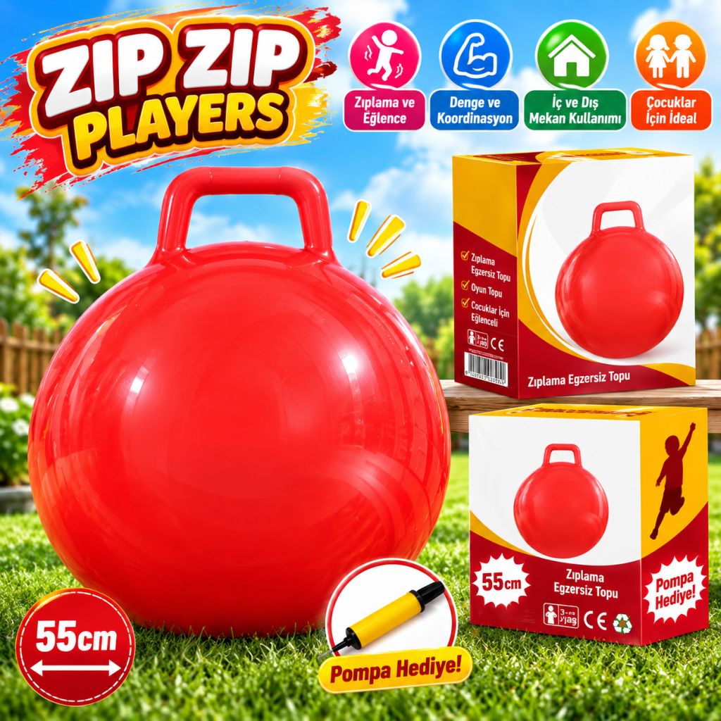 7080 Sarı Kırmızı Zıp Zıp Top
