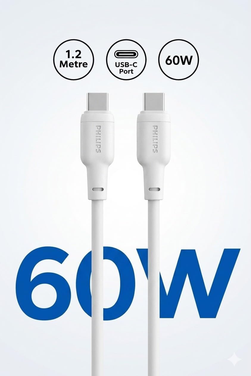 USB-C – USB-C Hızlı Şarj Kablosu, 60W PD, 1.2 Metre, Silikon Kaplama (Beyaz)