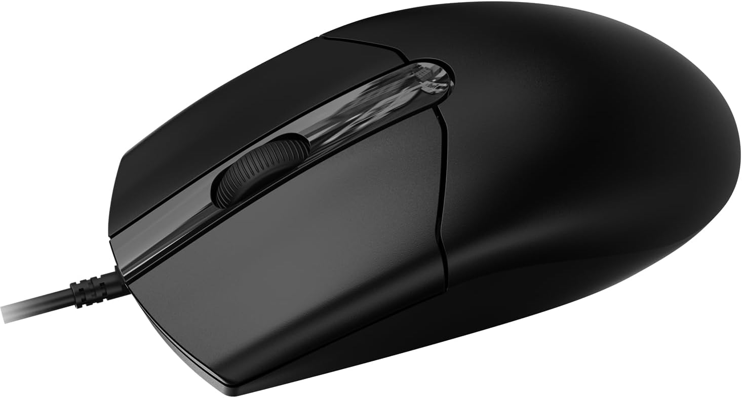 Kablolu Ofis Mouse 1000 DPI Optik Sensör 78g Hafif Ergonomik Tasarım Sessiz Tıklama USB Bağlantı ABS Gövde Dayanıklı Bilgisayar Laptop Uyumlu Siyah Fare | AJAZZ NJ01