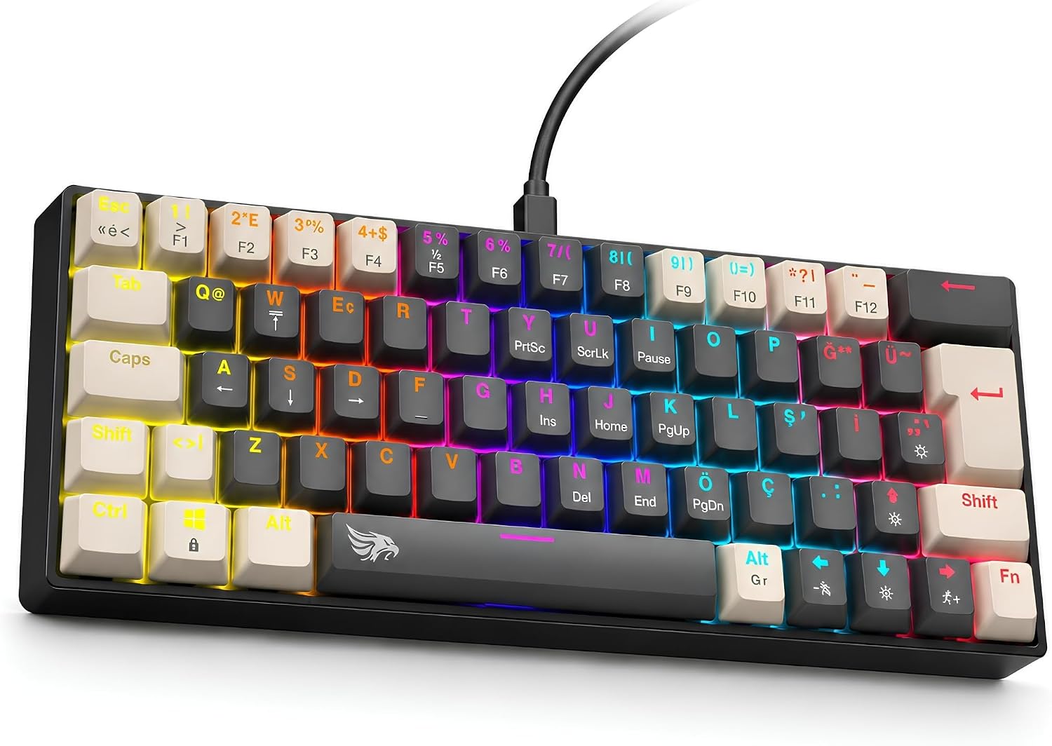 %60 Kablolu RGB Mekanik Gaming Klavye, Türkçe Q, Blue Switch KB-07