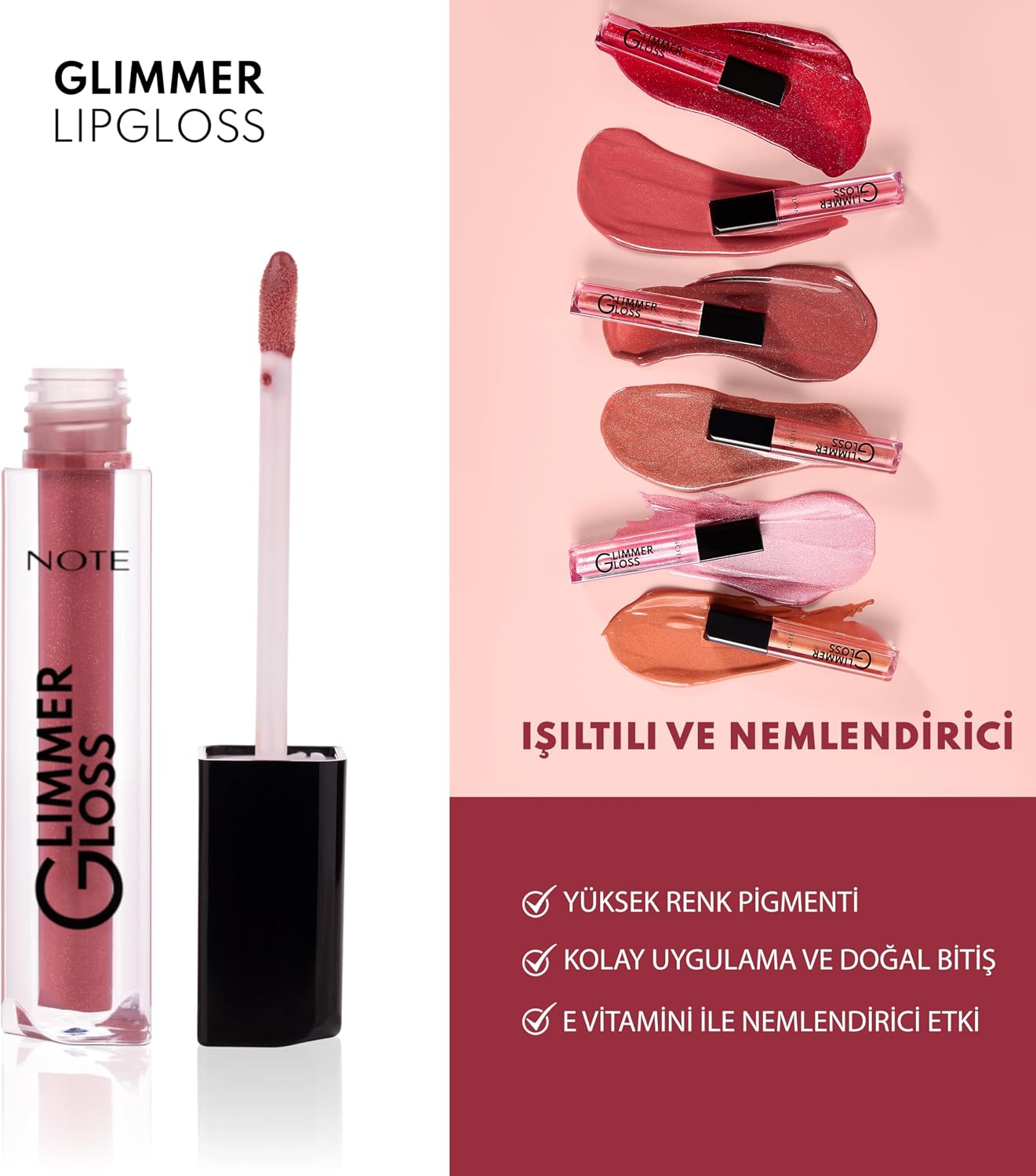 Cosmetics Glimmer Gloss Işıltılı Nemlendirici Dudak Parlatıcısı - 50 Rose Sorbet