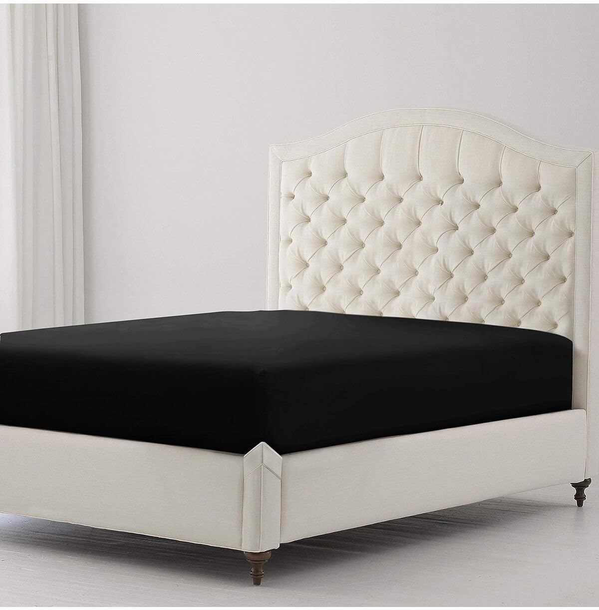 Lastikli%100 Pamuk Penye Çarşaf 120X200 Ara Boy Siyah, carsaaf120