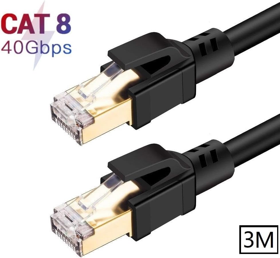 Tkz 1552 Cat8 3 Metre 40Gbps S/Ftp 2000MHz Yüksek Hızlı 26 AWG kablo, S/Ftp Esnek Korumalı Bükümlü Çift 25/40 Gb/sn RJ45 8P8C Altın Kaplama Cat8 İnternet Kablosu (3 METRE CAT8 1552)