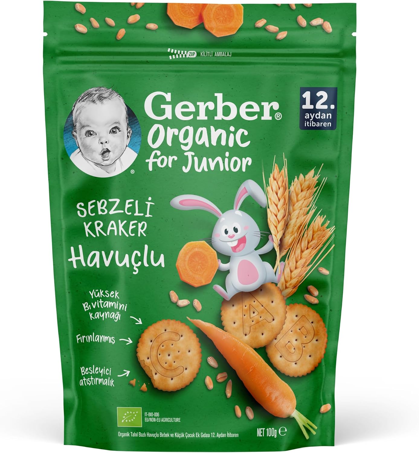 Organik Tahıl Bazlı Havuçlu Sebzeli Kraker 100 gram