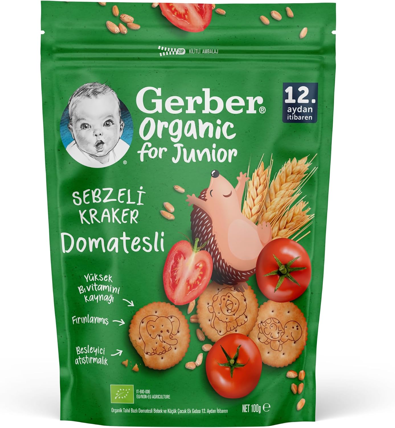 Organik Tahıl Bazlı Domatesli Sebzeli Kraker 100 gram