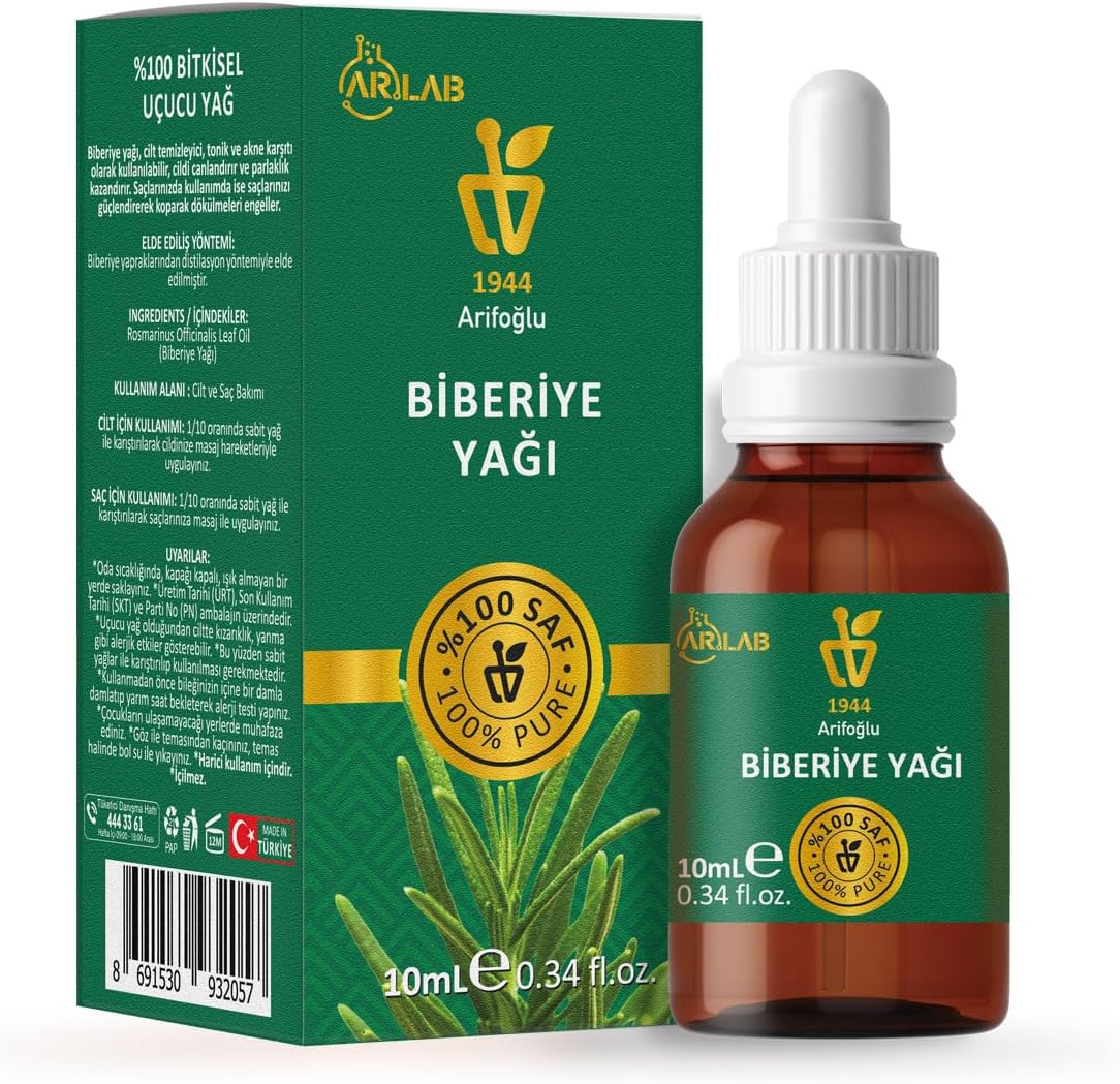 Biberiye Yağı 10ml%100 Saf Yağ ARLAB – Saç Bakımı ve Saç Güçlendirici Etki İçin | Rosemary Oil 10ml 100% Pure ARLAB – Hair Care and Strengthening Effect