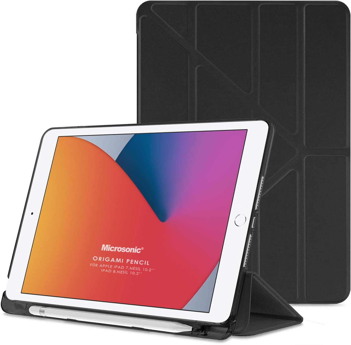 Apple iPad 10.2'' 7. Nesil için Kılıf (A2197-A2200-A2198) Origami Pencil Siyah [iPad 10.2 ile Uyumlu Kılıf - Siyah]