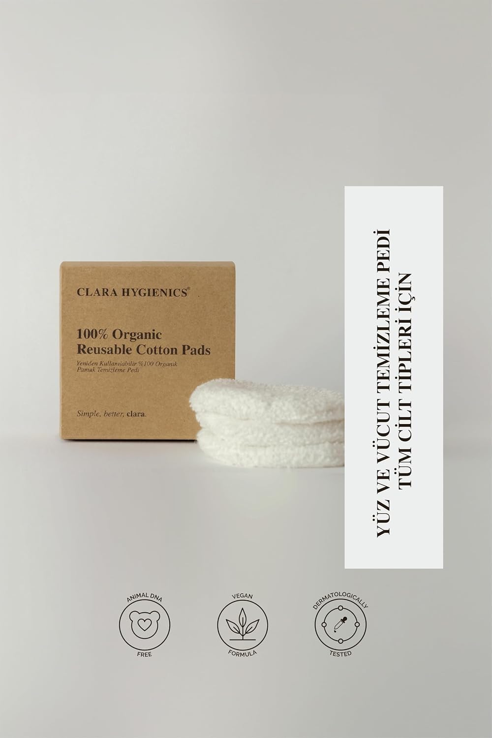 Reusable 100% Organic Cotton Cleansing Pads (3 pieces in 1) Makyaj Temizleme Pamuğu