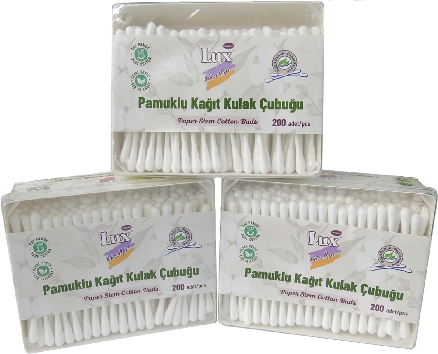lu Kağıt Kulak Çubuğu, 3 Paket, Toplam 600 Adet