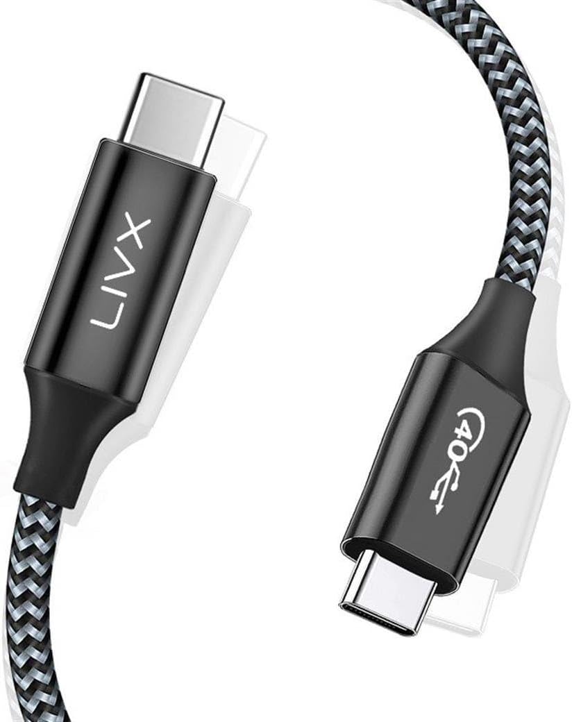 Action Thunderbolt 4 Type C Kablo 100 W PD Şarj 1 Metre 40 Gbps Veri ve Görüntü Aktarım Kablosu Örgülü Kablo TH01