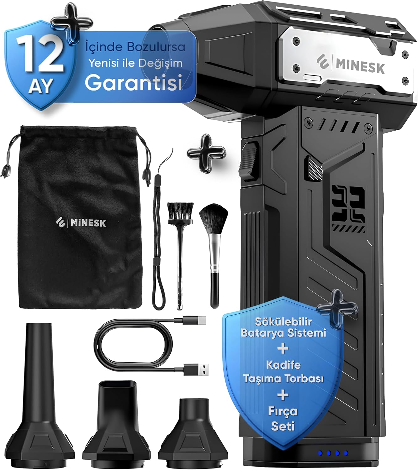 G320 Turbo Jet Fan Hava Üfleyici - 【Turbo Modda 320 Gram Hava Üfleme Gücü】- Ultra Güçlü Hava Basıncı -Taşıma Torbalı ve Ekstra Nozullu - Çıkarılabilir Batarya Sistemi