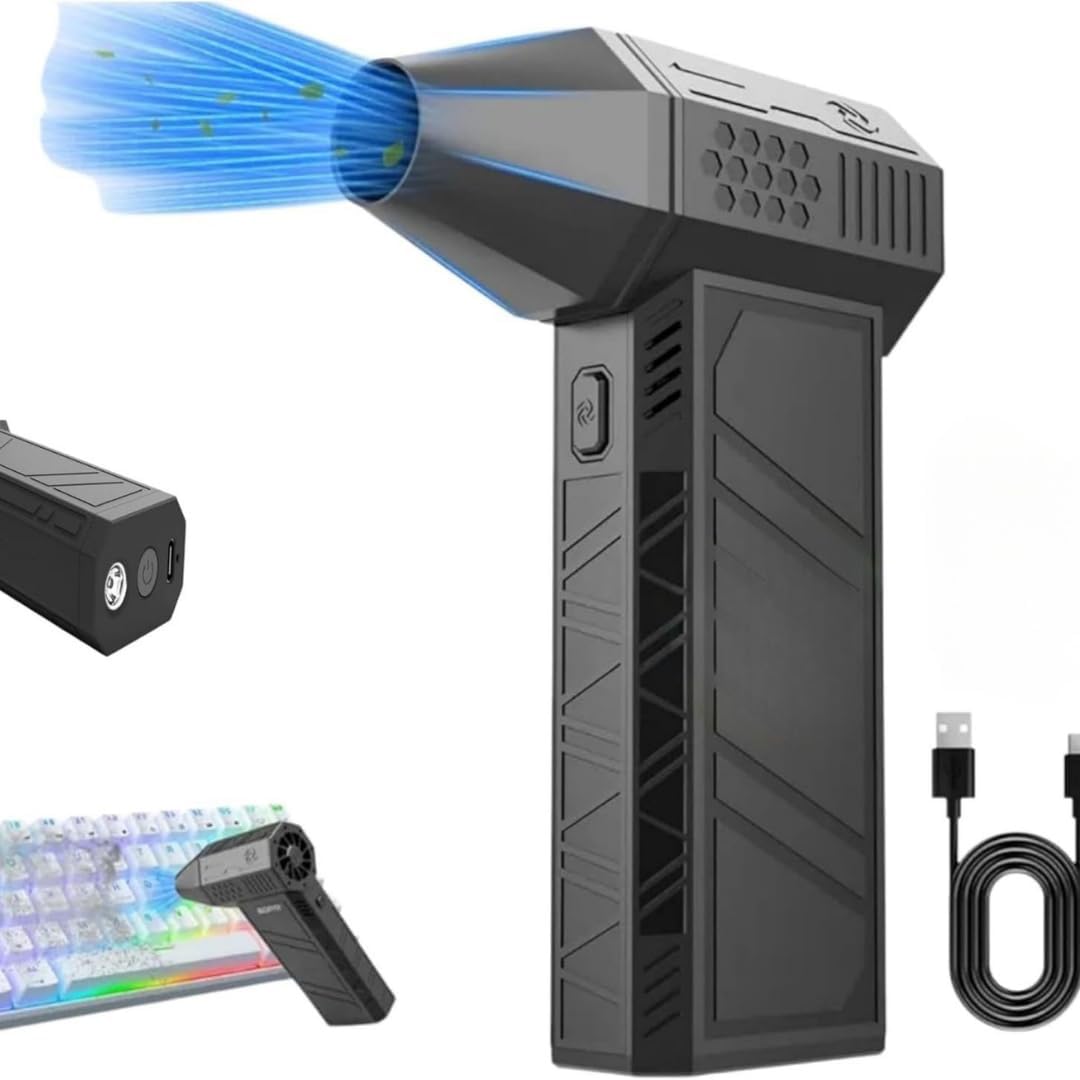 Turbo Jet Fan 130.000 RPM Şarjlı Ek Başlıklı 3 Kademeli Fenerli Basınçlı Hava Püskürtme Temizleyici – Taşınabilir Toz Üfleme PC Klavye Kasa Oto Araç Kurutucu Su İtici Araba Temizliği Mangal Fanı