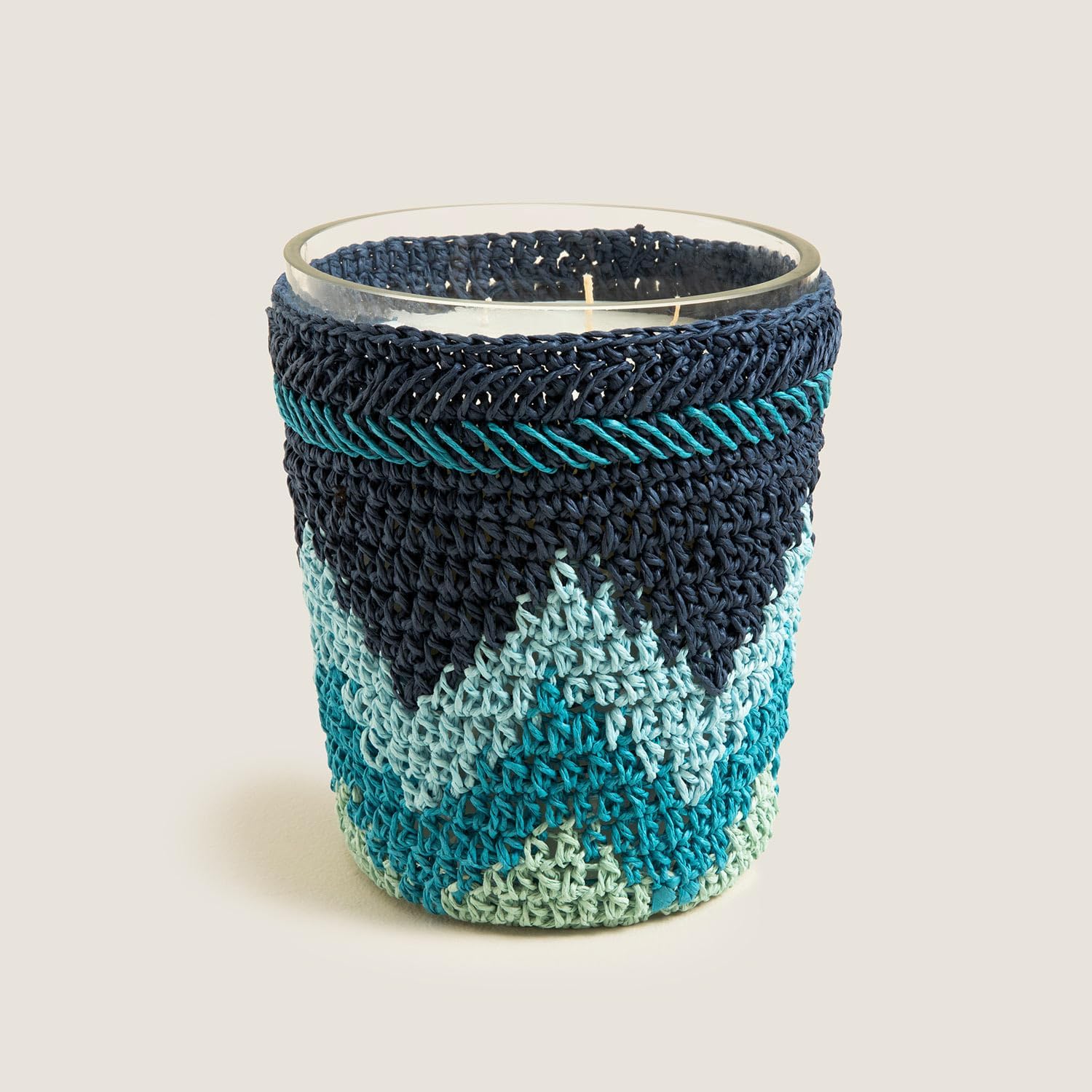 Boho Coastal Tığ İşi Kokulu Mum 14X17 cm Mavi