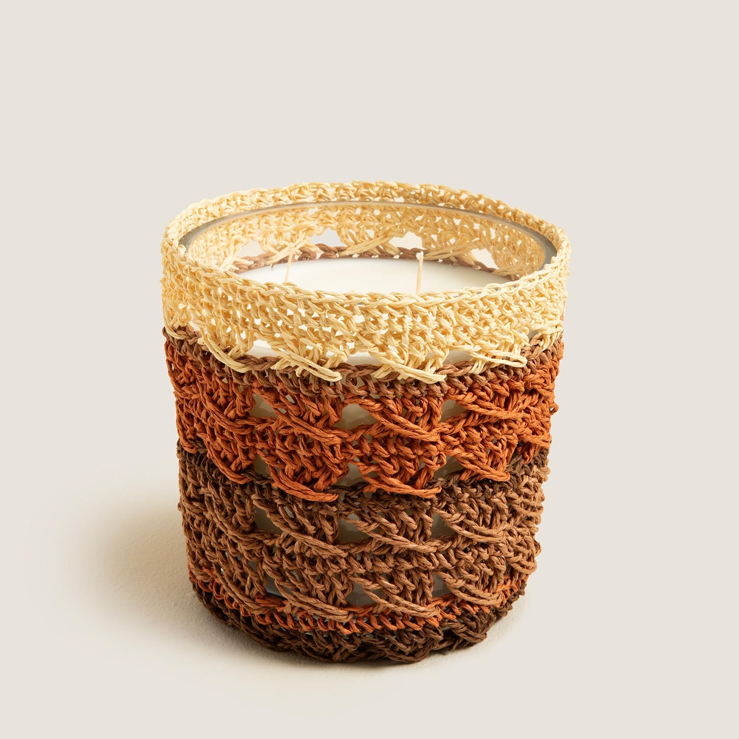 Boho Chic Tığ İşi Kokulu Mum 12x13 cm Natural