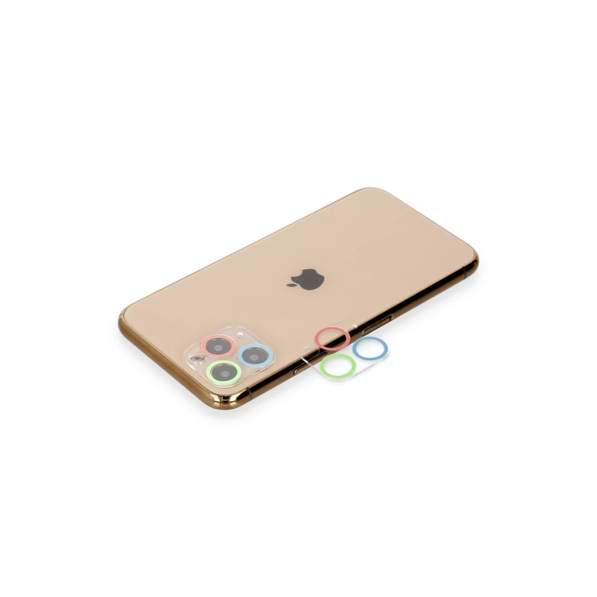 Apple iPhone 11 Pro Max Renkli Kamera Lens Koruma Cam - Mavi-Yeşil