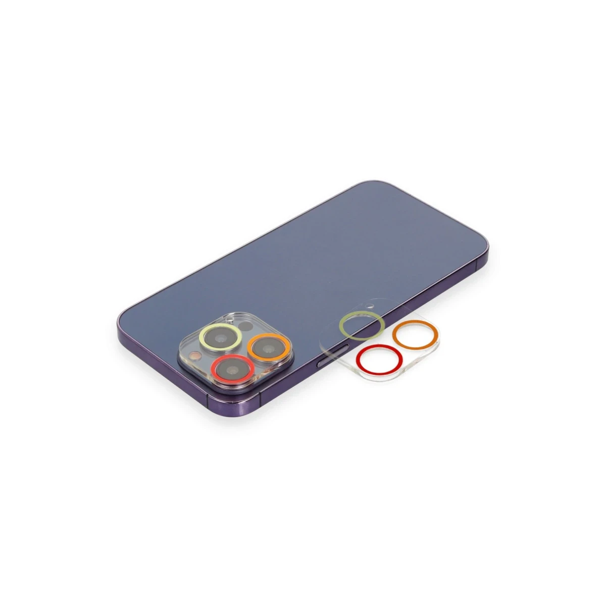 Apple iPhone 12 Pro Renkli Kamera Lens Koruma Cam - Turuncu-Kırmızı
