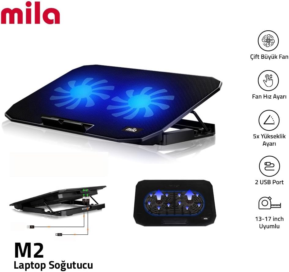 Classone Serisi M2 15-17 inch - Mavi Led,2 Fan,2 USB Gaming Notebook Soğutucu Standı