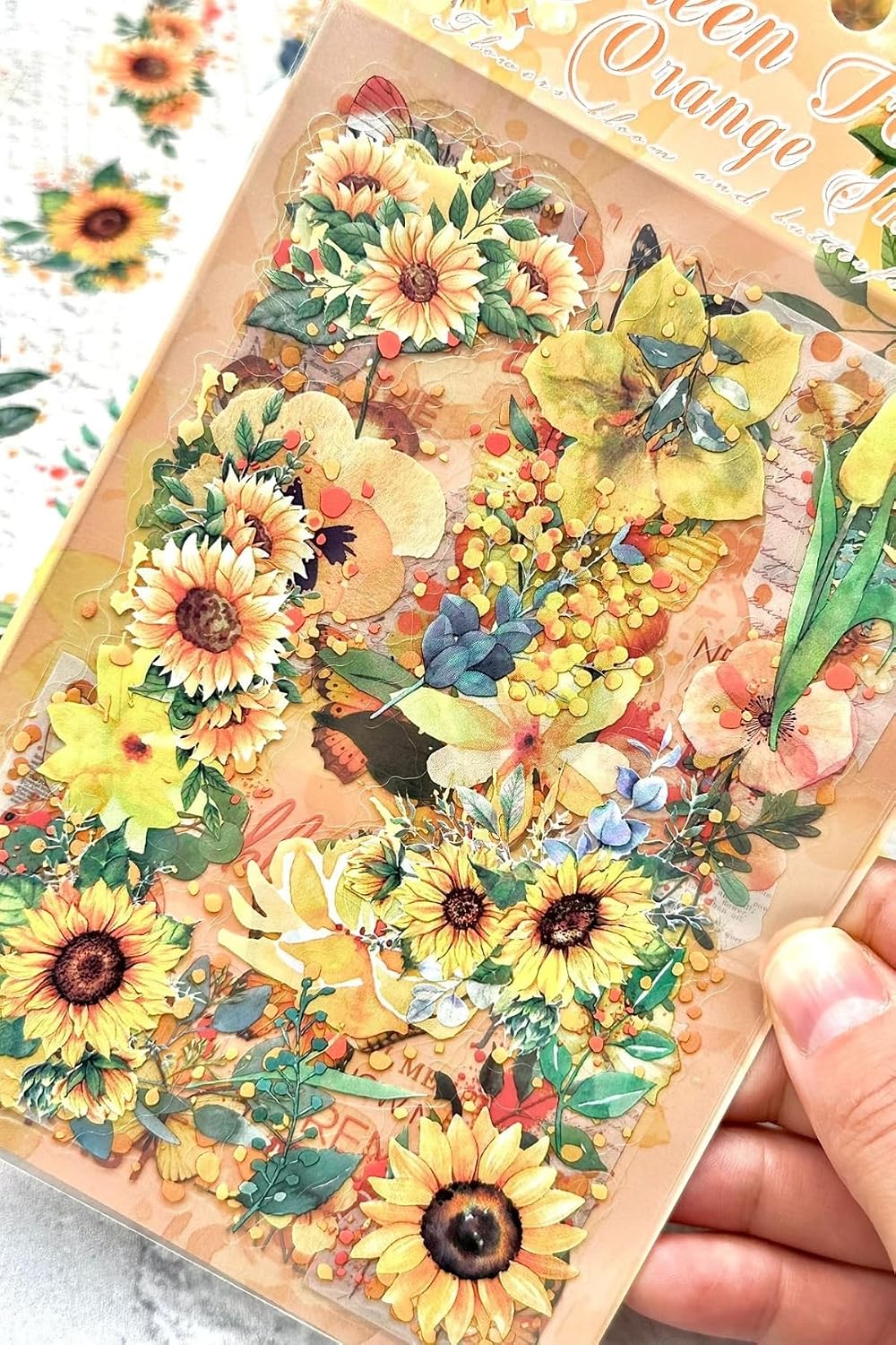 Kolbi Craft 6 Sayfa 60 Adet Şeffaf Büyük Sarı Çiçek Sticker Bullet Journal Scrapbook Laptop Ajanda Planlayıcı