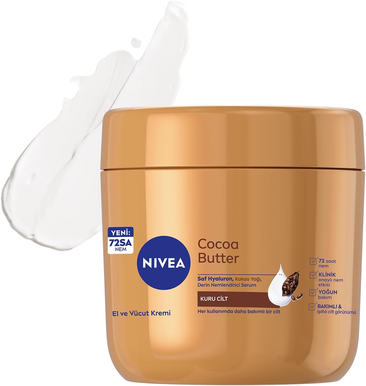Nemlendirici El ve Vücut Bakım Kremi Cocoa Butter 400 ml,72 Saat Nemlendirici,Kakao Yağı,E Vitamini,Kakao Kokusu