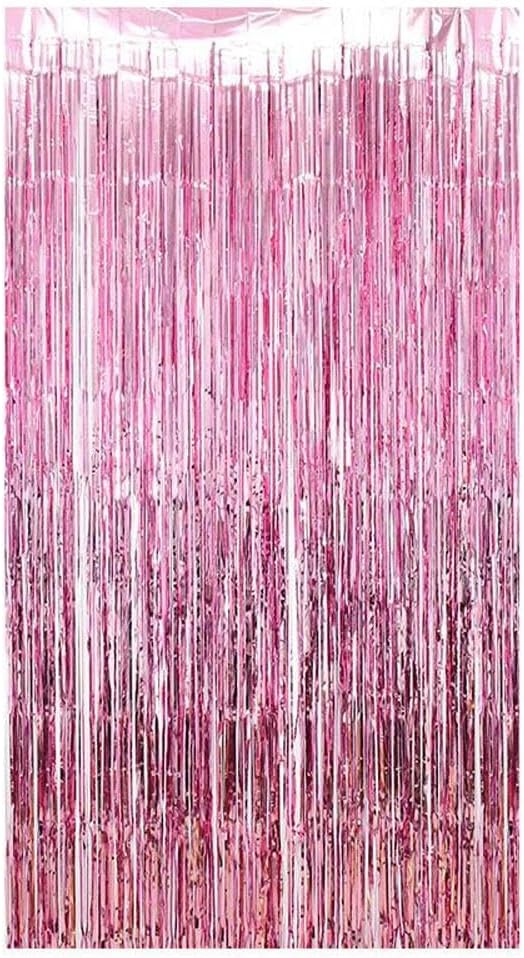 Metalize Arka Fon Kapı Perdesi Pembe 100x200 cm