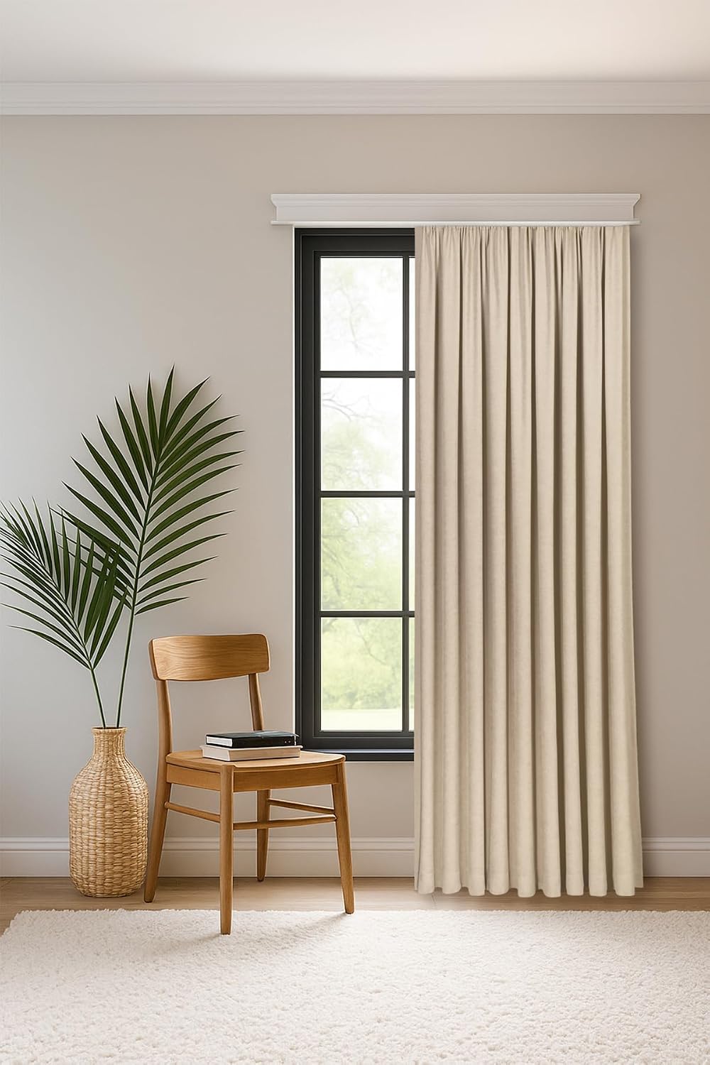 Fabric Design Safir Açık Bej EKSTRAFOR BÜZGÜLÜ KADİFE DOKULU YÜKSEK KALİTELİ TEK KANAT FON PERDE 150 x 260