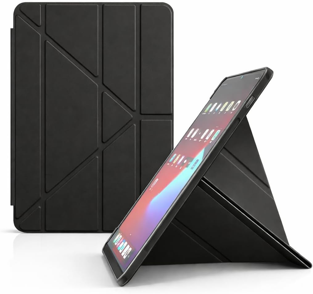 Galaxy Tab A11 Plus ile uyumlu Kılıf Kalem Koyma Bölmeli Stand Olan Uyku Modlu Suni Deri, Yarı transparan Silikon Arka Yüzey ergonomik yapılı, Attravtive Smart Cover Siyah