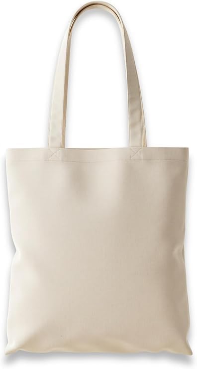 Texfix, Tote bag, Bez Çanta, Çevre Dostu Alışveriş Çantası,%100 Pamuklu Tuval, Yeniden Kullanılabilir, Market Çantası, Ekstra Güçlü Uzun Saplı Çift Dikişli Baskı için İdeal