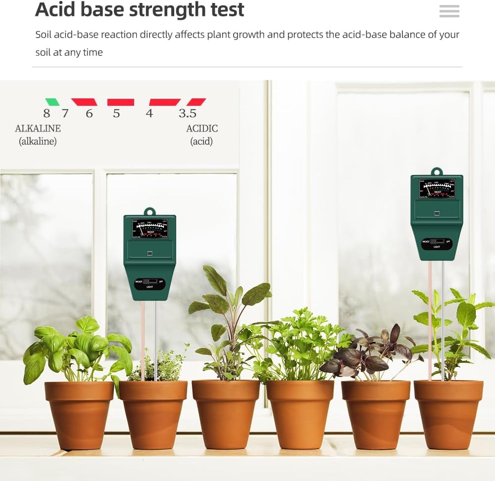 PrimeX PX-PH MS02 3’ü 1 Arada Toprak pH Ölçer, Toprak Nemi Işık ve pH Test Cihazı, Pilsiz Çift Problu Bitki Bakım Ölçer, Saksı Bahçe Çim Sera Çiftlik İç ve Dış Mekan Kullanımı İçin Toprak Analiz Aleti