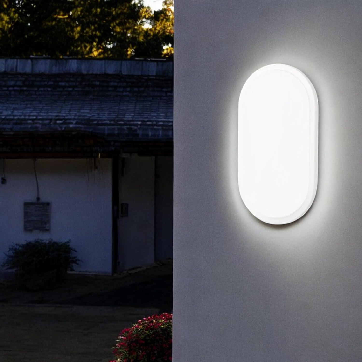 Aydos 20W Oval Beyaz LED Nemliyer Armatür – IP65 Su Geçirmez Tavan/Duvar Lambası, 6500K Beyaz Işık, 2000 Lümen, 27x16.7 cm, İç ve Dış Mekan Kullanıma Uygun, Banyo Balkon Bahçe Aydınlatması