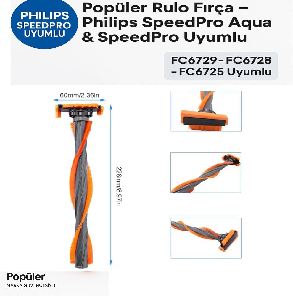 Rulo Fırça – Philips SpeedPro Aqua FC6726/01 FC6729/01 FC6728/01 FC6725/01 FC6722/01 ile Uyumlu