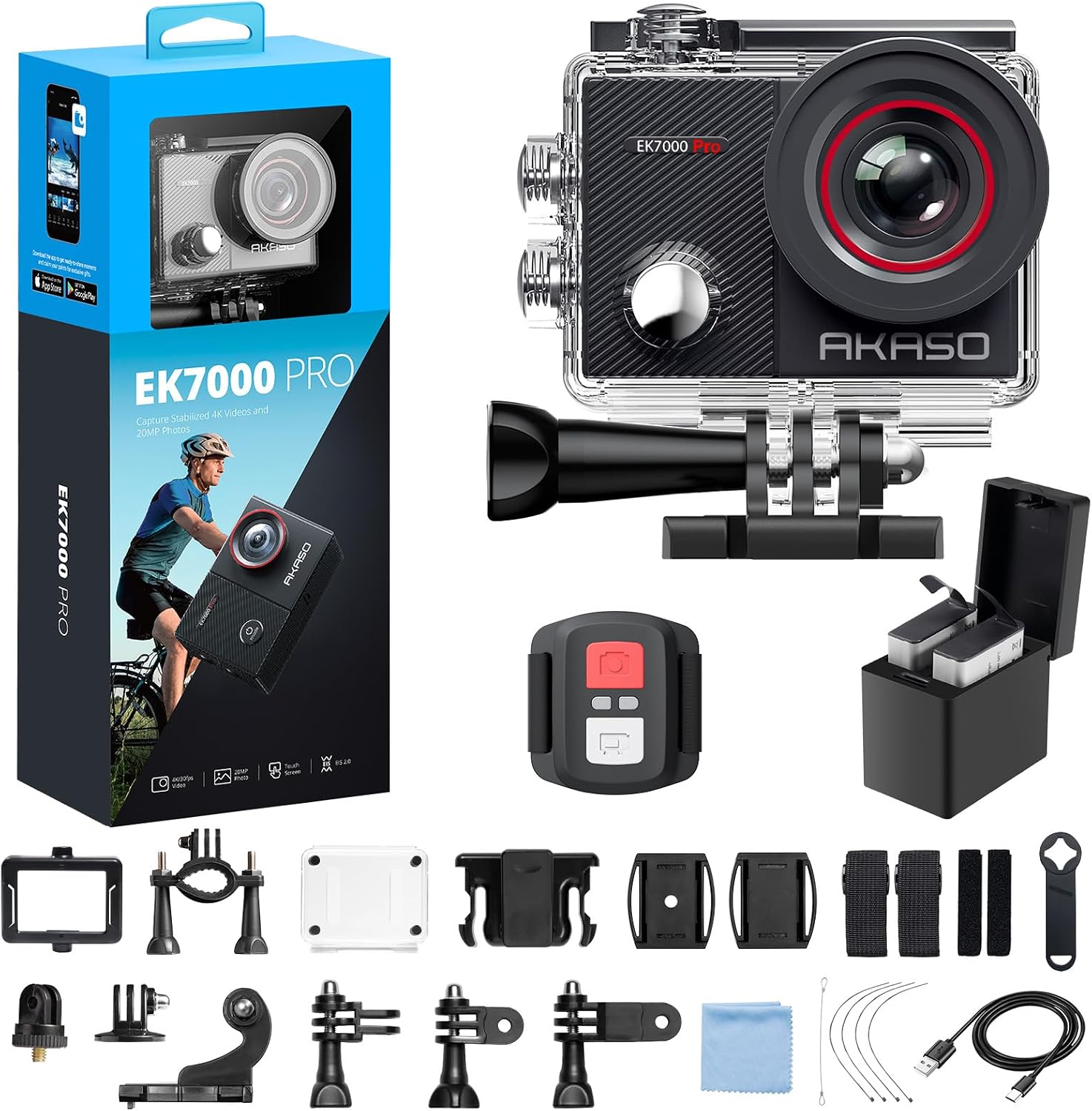 EK7000 Pro 4K Aksiyon Kamerasi - Dokunmatik Ekran - 40m Derinlik - Genis Acili