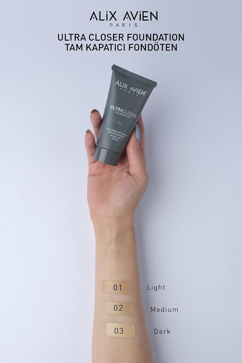Ultra Kapatıcı Nemlendirici Spf35 Faktör Ve E & C Vitaminli Fondöten - Ultracloser Foundation 02