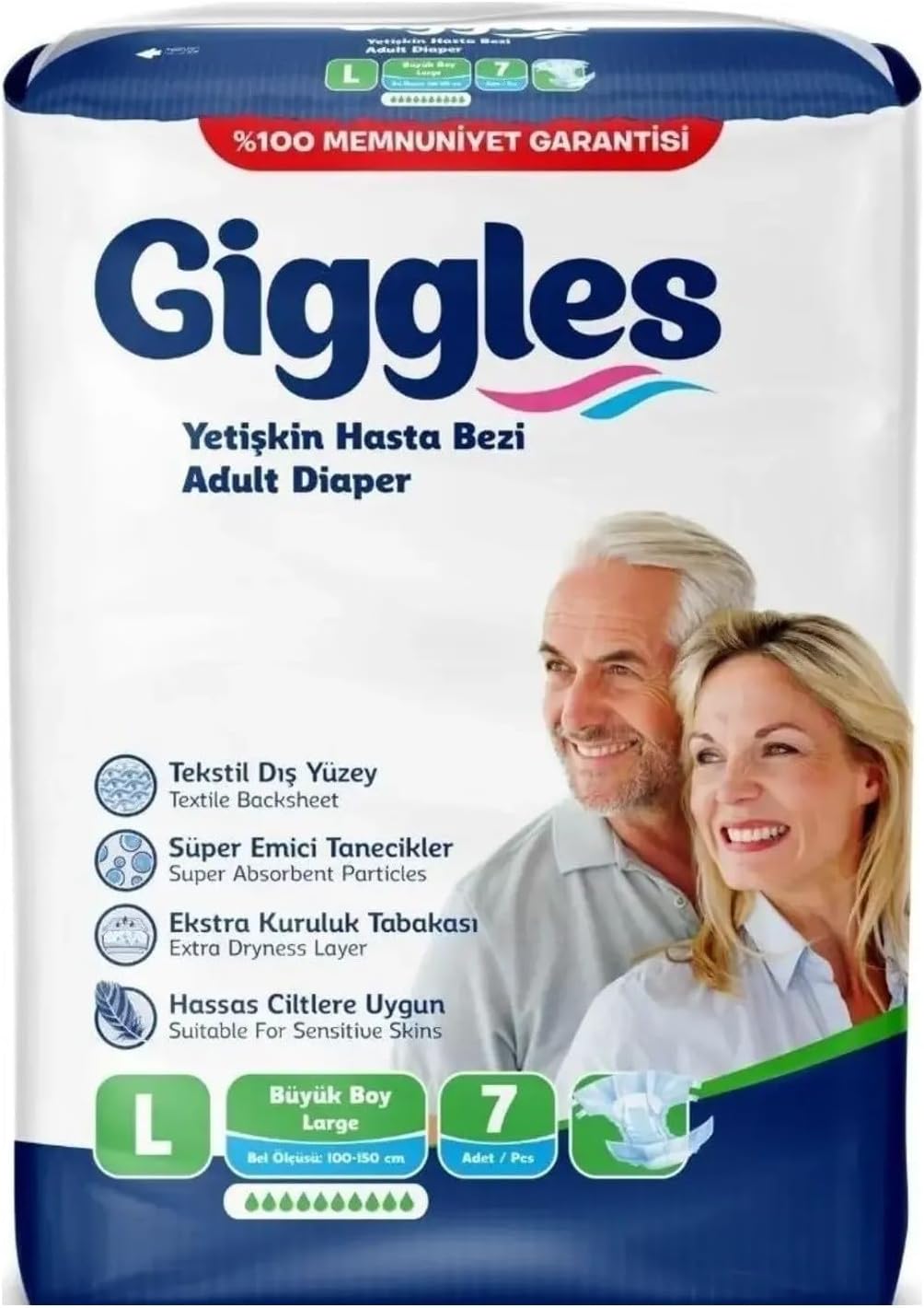Yetişkin Bel Bağlamalı Hasta Bezi Large 7'li 1 Paket 7 Adet