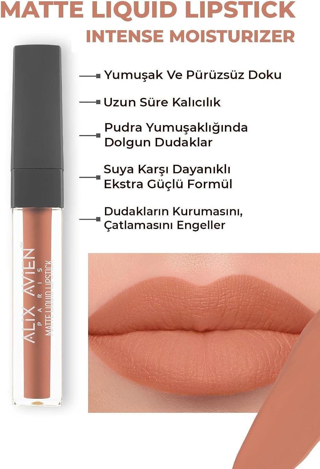 Uzun Süre Kalıcı Kadifemsi Kuruma Yapmayan Mat Likit Ruj - Matte Liquid Lipstick 503 Terracotta Nude