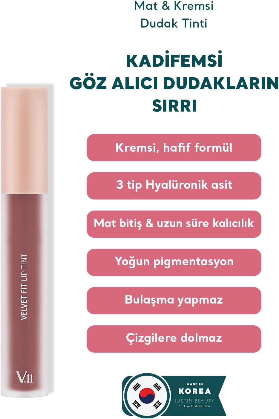 Village 11 Factory Velvet Fit Lip Tint Rosy Nude 4.7g - Mat & Kremsi Dudak Tinti