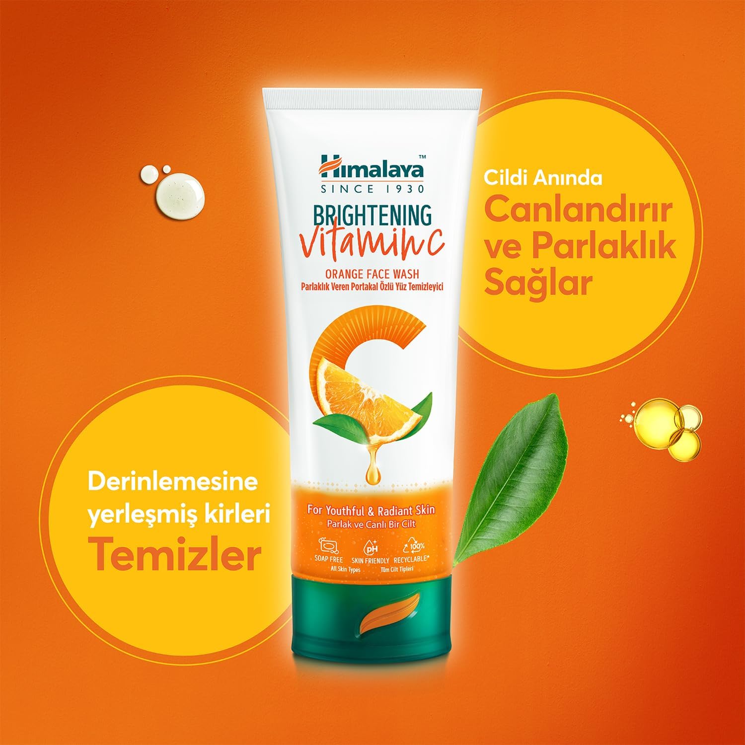Vitamin C Parlaklık Veren Yüz Temizleyici 100 ml | Portakal Özlü | Tüm Ciltler | Paraben/SLS/SLES İçermez