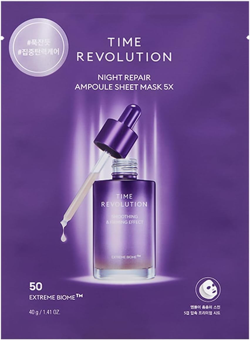 Yaşlanma Karşıtı Fermente İçerikli Yaprak Maske Time Revolution Night Repair Ampoule Sheet Mask x5