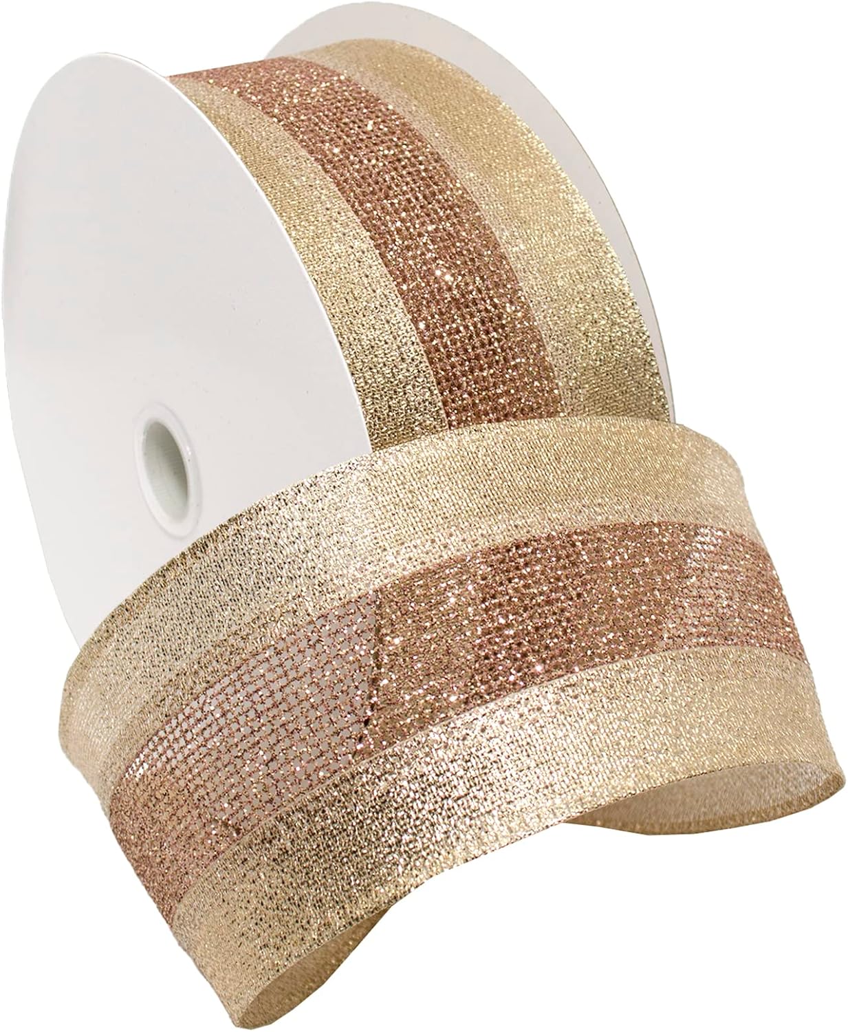 7724.60/20-430 Kablolu Boyutlar 6,3 cm X 20 YD Kablolu Şerit, Allık/Altın, Düğün Dekoru ve Noel Dekoru için Sanat ve El Sanatları Rulosu, Rustik Noel Süslemeleri İç Mekan Ev Dekoru