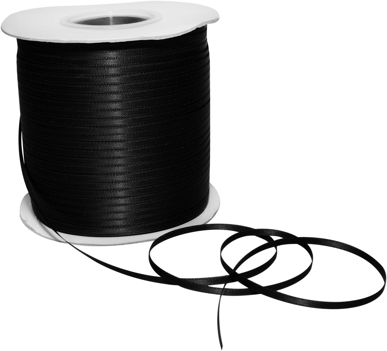 08803/500-030 Çift Yüzlü Saten Kurdele 1/8" X 500 YD Hediye Paketleme için Siyah Şerit, Doğum Günü Hediye Kartları, Kadınlar için Saten Elbise, El Sanatları için İpek Kurdeleler, Çiftler