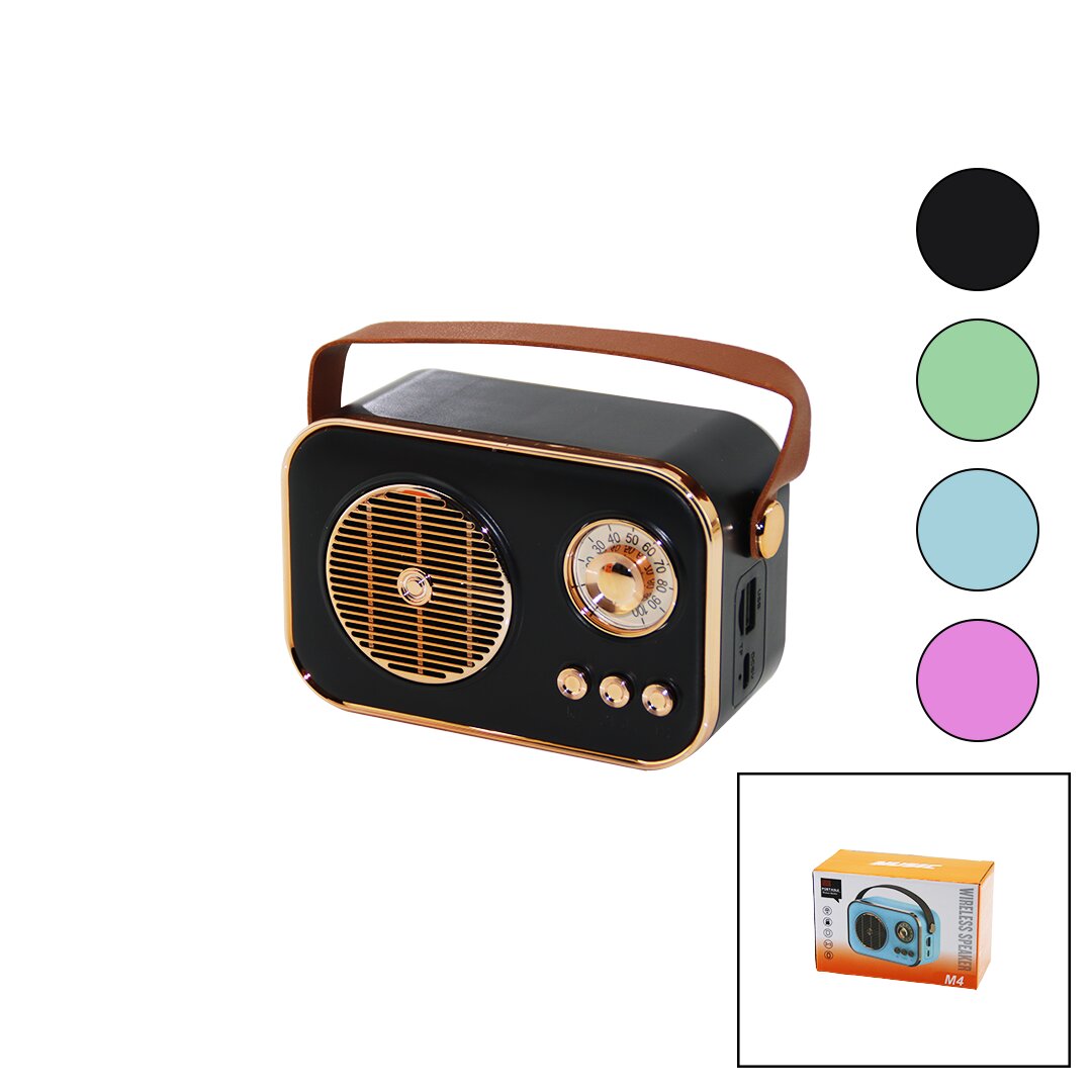 M4 PORTABLE WİRELESS HOPARLÖR - SPEAKER IŞIKLI USB ŞARJLI RENKLİ KASA - BRONZ ÇERÇEVEUSB - DC 5V - TF