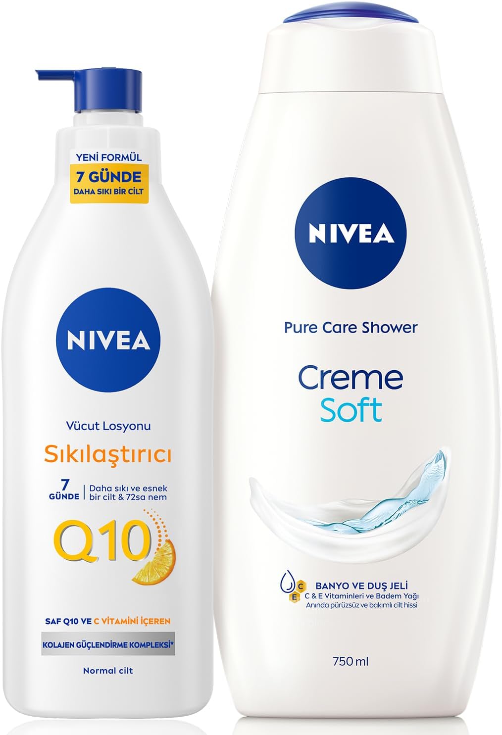 Creme Soft Kremsi Dokunuş Duş Jeli 750ml ve Q10 Sıkılaştırıcı Nemlendrici Vücut Bakım Losyonu 400ml