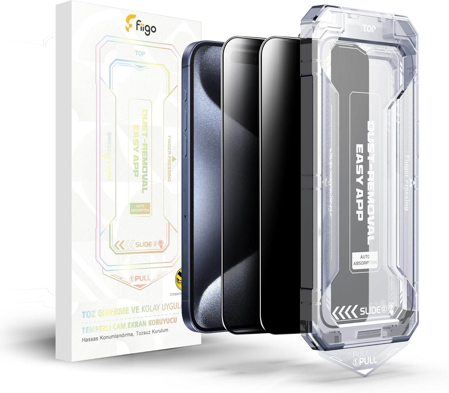 iPhone 15 Pro Max Uyumlu [2'li Paket] Privacy Hayalet Ekran Koruyucu Kolay Kurulum