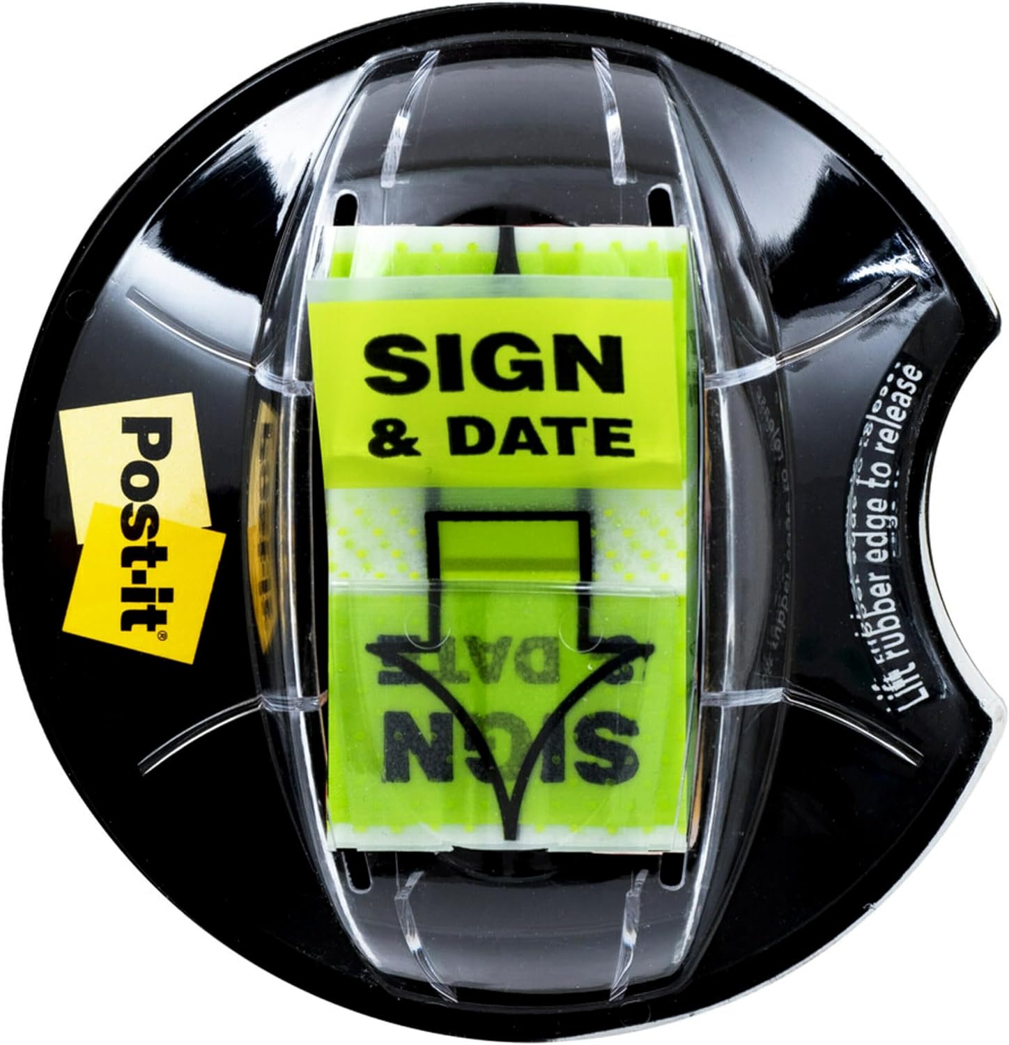"Sign and Date" Bayrakları, 200/Masa Kavrama Dispenseri, 1 Dispenser/Paket, 1 "Geniş, Parlak Yeşil (680-HVSD)