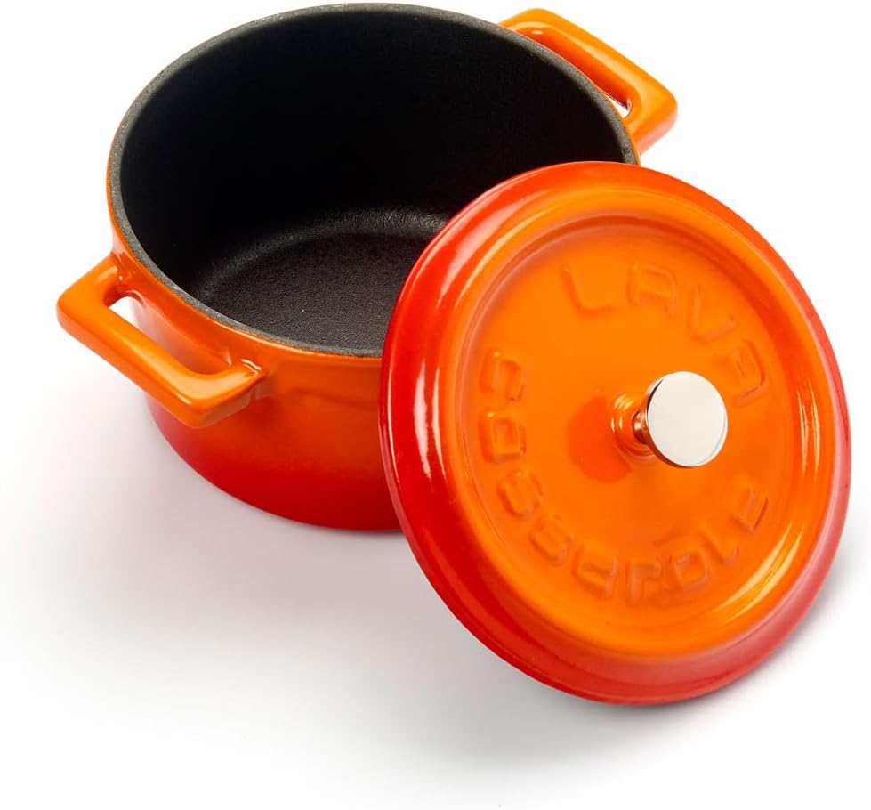 Metal Döküm Mini Tencere, 10 cm, 0.35 L Hacim, Turuncu